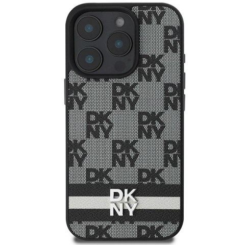 Etui DKNY Checkered Pattern & Printed Stripes na iPhone 16 Pro Max - czarne Etui DKNY Checkered Pattern & Printed Stripes na iPhone 16 Pro Max - czarne