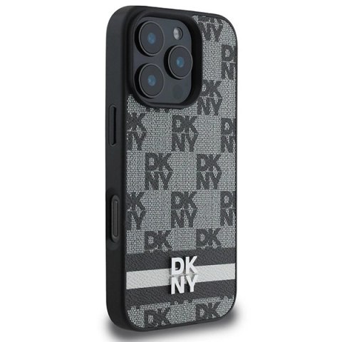 Etui DKNY Checkered Pattern & Printed Stripes na iPhone 16 Pro Max - czarne Etui DKNY Checkered Pattern & Printed Stripes na iPhone 16 Pro Max - czarne