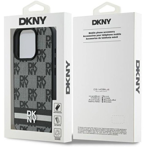 Etui DKNY Checkered Pattern & Printed Stripes na iPhone 16 Pro Max - czarne Etui DKNY Checkered Pattern & Printed Stripes na iPhone 16 Pro Max - czarne