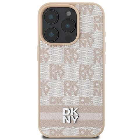 Etui DKNY Checkered Pattern & Printed Stripes na iPhone 16 Pro Max - różowe Etui DKNY Checkered Pattern & Printed Stripes na iPhone 16 Pro Max - różowe