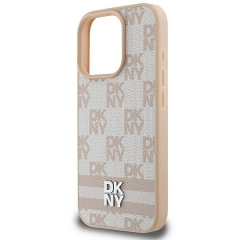 Etui DKNY Checkered Pattern & Printed Stripes na iPhone 16 Pro Max - różowe Etui DKNY Checkered Pattern & Printed Stripes na iPhone 16 Pro Max - różowe