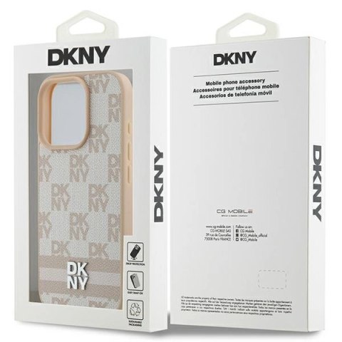 Etui DKNY Checkered Pattern & Printed Stripes na iPhone 16 Pro Max - różowe Etui DKNY Checkered Pattern & Printed Stripes na iPhone 16 Pro Max - różowe