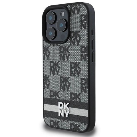 Etui DKNY Checkered Pattern & Printed Stripes na iPhone 16 Pro - czarne Etui DKNY Checkered Pattern & Printed Stripes na iPhone 16 Pro - czarne