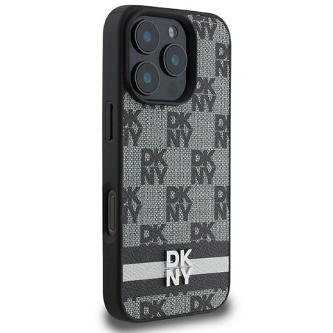 Etui DKNY Checkered Pattern & Printed Stripes na iPhone 16 Pro - czarne Etui DKNY Checkered Pattern & Printed Stripes na iPhone 16 Pro - czarne