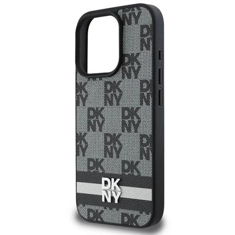 Etui DKNY Checkered Pattern & Printed Stripes na iPhone 16 Pro - czarne Etui DKNY Checkered Pattern & Printed Stripes na iPhone 16 Pro - czarne