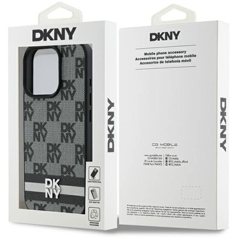 Etui DKNY Checkered Pattern & Printed Stripes na iPhone 16 Pro - czarne Etui DKNY Checkered Pattern & Printed Stripes na iPhone 16 Pro - czarne