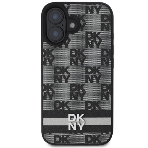Etui DKNY Checkered Pattern & Printed Stripes na iPhone 16 - czarne Etui DKNY Checkered Pattern & Printed Stripes na iPhone 16 - czarne