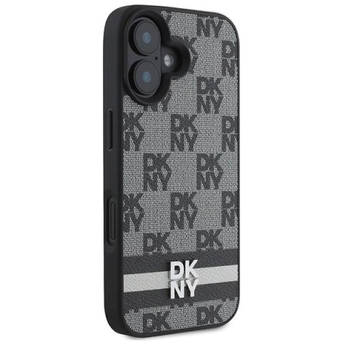 Etui DKNY Checkered Pattern & Printed Stripes na iPhone 16 - czarne Etui DKNY Checkered Pattern & Printed Stripes na iPhone 16 - czarne