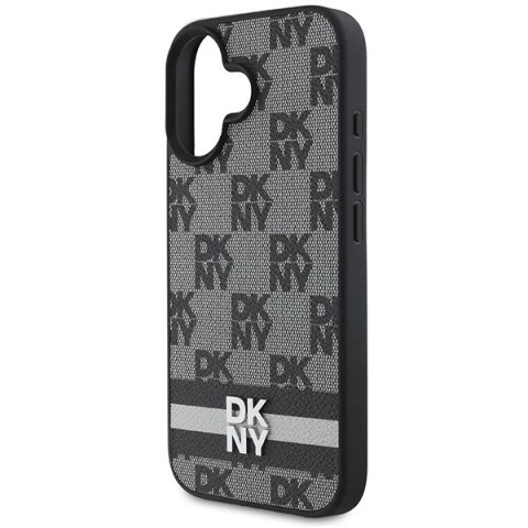 Etui DKNY Checkered Pattern & Printed Stripes na iPhone 16 - czarne Etui DKNY Checkered Pattern & Printed Stripes na iPhone 16 - czarne