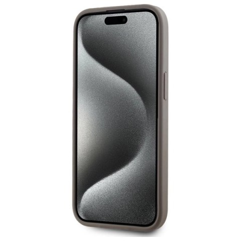 Etui DKNY Leather Checkered Mono Pattern MagSafe na iPhone 15 Plus - beżowe Etui DKNY Leather Checkered Mono Pattern MagSafe na iPhone 15 Plus - beżowe