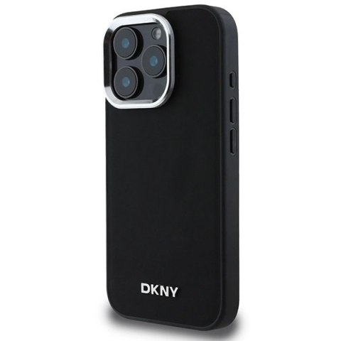 Etui DKNY Plain Silver Logo MagSafe na iPhone 16 Pro Max - czarne Etui DKNY Plain Silver Logo MagSafe na iPhone 16 Pro Max - czarne