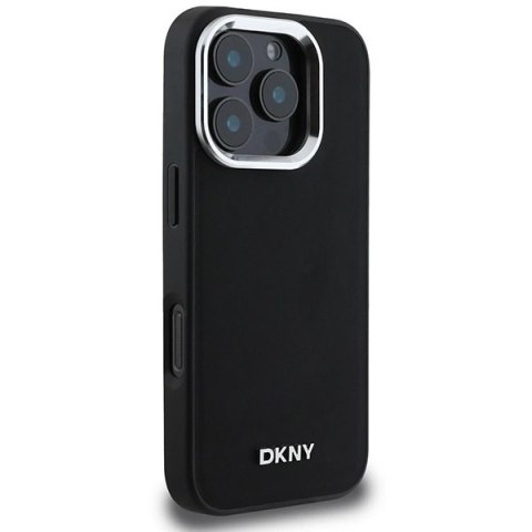 Etui DKNY Plain Silver Logo MagSafe na iPhone 16 Pro Max - czarne Etui DKNY Plain Silver Logo MagSafe na iPhone 16 Pro Max - czarne