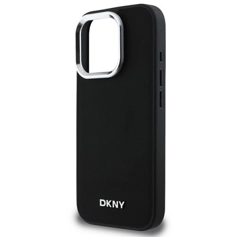 Etui DKNY Plain Silver Logo MagSafe na iPhone 16 Pro Max - czarne Etui DKNY Plain Silver Logo MagSafe na iPhone 16 Pro Max - czarne