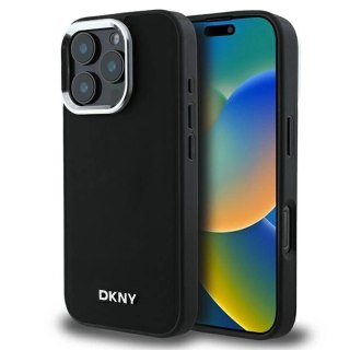 Etui DKNY Plain Silver Logo MagSafe na iPhone 16 Pro - czarne