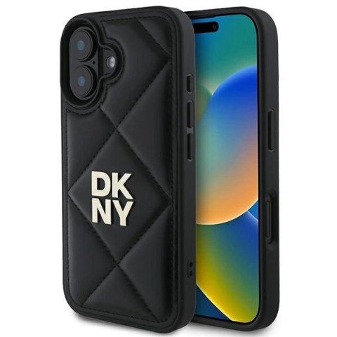 Etui DKNY Quilted Stack Logo na iPhone 16 - czarne Etui DKNY Quilted Stack Logo na iPhone 16 - czarne