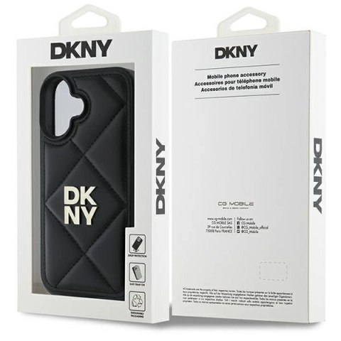 Etui DKNY Quilted Stack Logo na iPhone 16 - czarne Etui DKNY Quilted Stack Logo na iPhone 16 - czarne