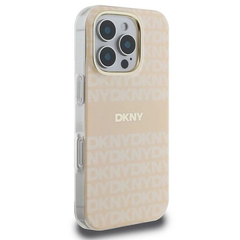 Etui DKNY Repeat Texture Pattern & Stripe MagSafe na iPhone 16 Pro - różowe Etui DKNY Repeat Texture Pattern & Stripe MagSafe na iPhone 16 Pro - różowe