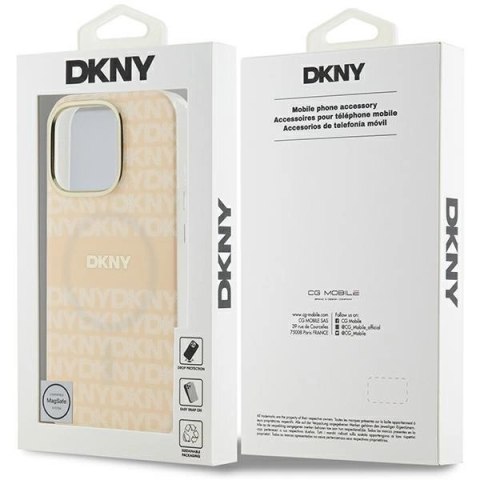 Etui DKNY Repeat Texture Pattern & Stripe MagSafe na iPhone 16 Pro - różowe Etui DKNY Repeat Texture Pattern & Stripe MagSafe na iPhone 16 Pro - różowe