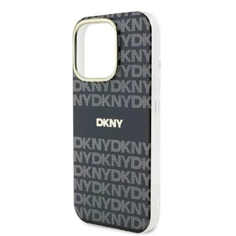 Etui DKNY Repeat Texture Pattern With Stripe na iPhone 16 Pro Max - czarne Etui DKNY Repeat Texture Pattern With Stripe na iPhone 16 Pro Max - czarne