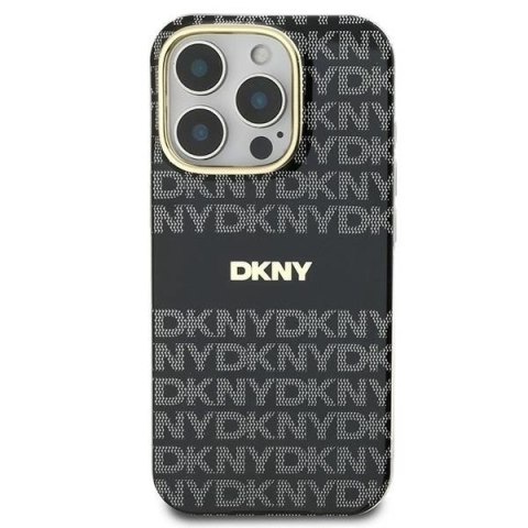 Etui DKNY Repeat Texture Pattern With Stripe na iPhone 16 Pro - czarne Etui DKNY Repeat Texture Pattern With Stripe na iPhone 16 Pro - czarne