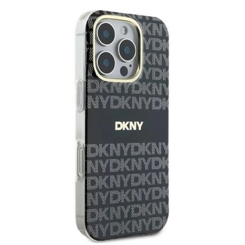 Etui DKNY Repeat Texture Pattern With Stripe na iPhone 16 Pro - czarne Etui DKNY Repeat Texture Pattern With Stripe na iPhone 16 Pro - czarne