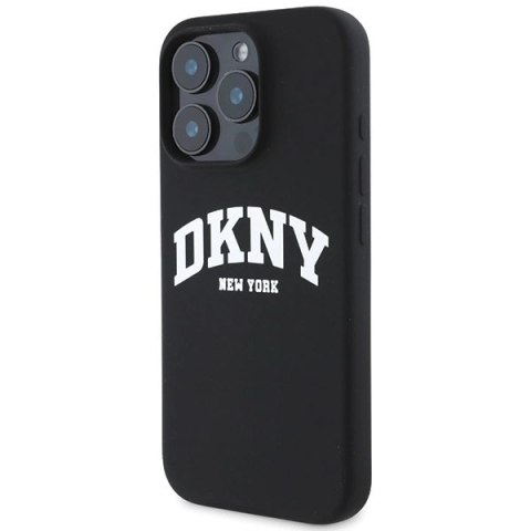 Etui DKNY Silicone White Printed Logo MagSafe na iPhone 16 Pro Max - czarne Etui DKNY Silicone White Printed Logo MagSafe na iPhone 16 Pro Max - czarne