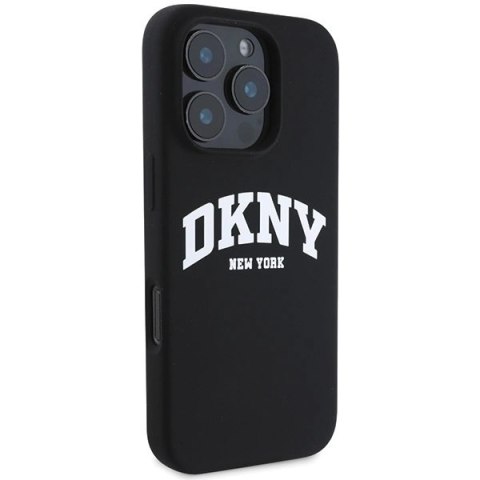 Etui DKNY Silicone White Printed Logo MagSafe na iPhone 16 Pro Max - czarne Etui DKNY Silicone White Printed Logo MagSafe na iPhone 16 Pro Max - czarne