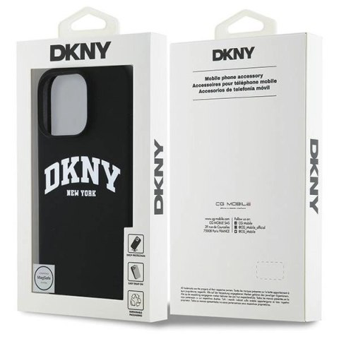 Etui DKNY Silicone White Printed Logo MagSafe na iPhone 16 Pro Max - czarne Etui DKNY Silicone White Printed Logo MagSafe na iPhone 16 Pro Max - czarne
