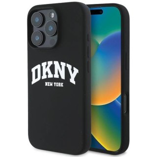 Etui DKNY Silicone White Printed Logo MagSafe na iPhone 16 Pro - czarne