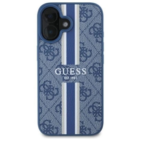 Etui Guess 4G Printed Stripes MagSafe na iPhone 16 - niebieskie Etui Guess 4G Printed Stripes MagSafe na iPhone 16 - niebieskie