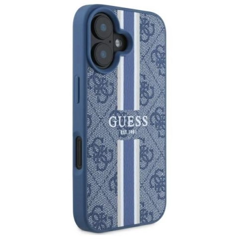 Etui Guess 4G Printed Stripes MagSafe na iPhone 16 - niebieskie Etui Guess 4G Printed Stripes MagSafe na iPhone 16 - niebieskie