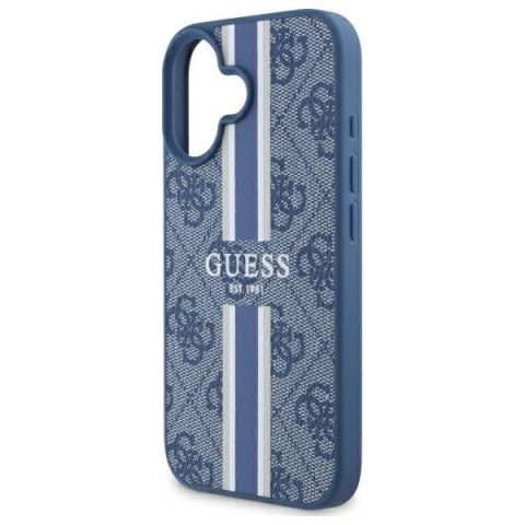 Etui Guess 4G Printed Stripes MagSafe na iPhone 16 - niebieskie Etui Guess 4G Printed Stripes MagSafe na iPhone 16 - niebieskie