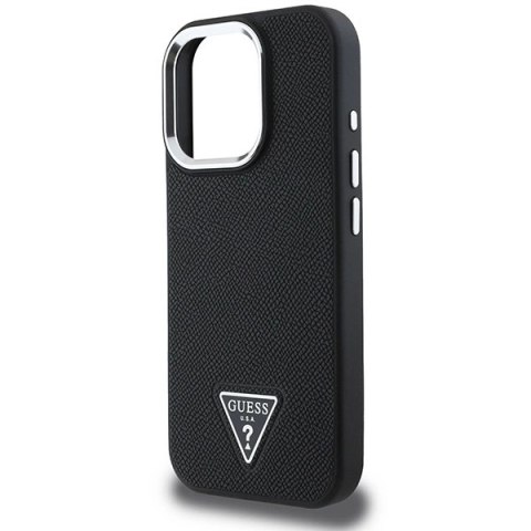 Etui Guess Grained Triangle MagSafe na iPhone 16 Pro - czarne Etui Guess Grained Triangle MagSafe na iPhone 16 Pro - czarne