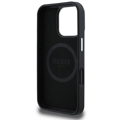 Etui Guess Grained Triangle MagSafe na iPhone 16 Pro - czarne Etui Guess Grained Triangle MagSafe na iPhone 16 Pro - czarne