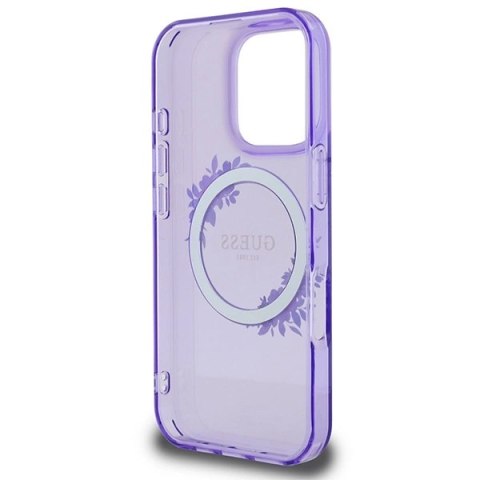 Etui Guess IML Flowers Wreath MagSafe na iPhone 16 Pro Max - fioletowe Etui Guess IML Flowers Wreath MagSafe na iPhone 16 Pro Max - fioletowe