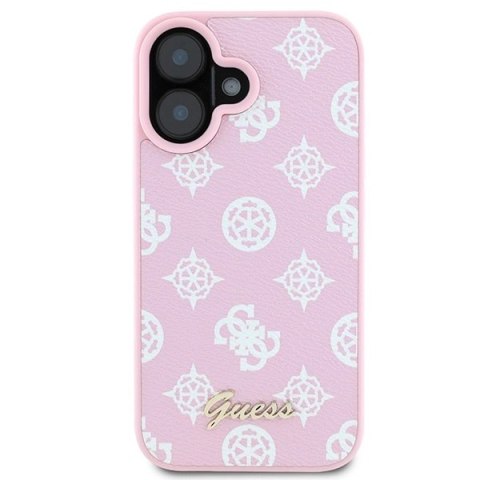 Etui Guess Peony Script Logo MagSafe na iPhone 16 Plus - różowe Etui Guess Peony Script Logo MagSafe na iPhone 16 Plus - różowe