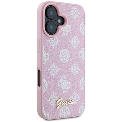 Etui Guess Peony Script Logo MagSafe na iPhone 16 Plus - różowe Etui Guess Peony Script Logo MagSafe na iPhone 16 Plus - różowe