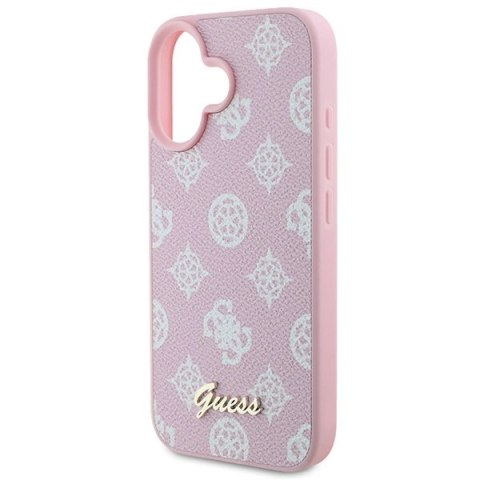 Etui Guess Peony Script Logo MagSafe na iPhone 16 Plus - różowe Etui Guess Peony Script Logo MagSafe na iPhone 16 Plus - różowe