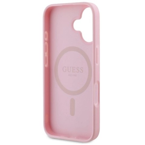 Etui Guess Peony Script Logo MagSafe na iPhone 16 Plus - różowe Etui Guess Peony Script Logo MagSafe na iPhone 16 Plus - różowe