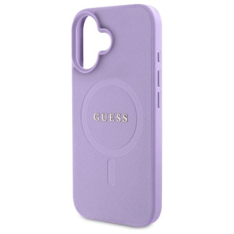 Etui Guess Saffiano MagSafe na iPhone 16 - fioletowe Etui Guess Saffiano MagSafe na iPhone 16 - fioletowe
