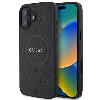 Etui Guess Saffiano Peony Classic Logo MagSafe na iPhone 16 - czarne