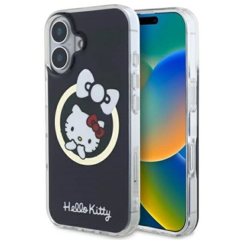 Etui Hello Kitty IML Fun bow Magsafe na iPhone 16 - czarne Etui Hello Kitty IML Fun bow Magsafe na iPhone 16 - czarne