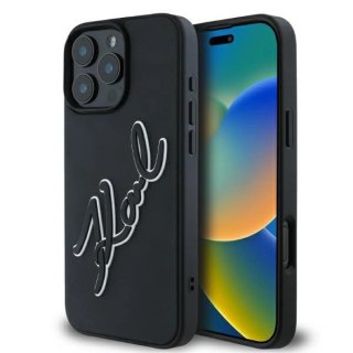 Etui Karl Lagerfeld 3D Rubber Bicolor Signature na iPhone 16 Pro Max - czarne