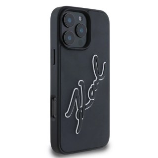Etui Karl Lagerfeld 3D Rubber Bicolor Signature na iPhone 16 Pro Max - czarne