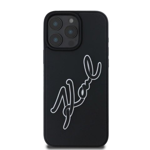 Etui Karl Lagerfeld 3D Rubber Bicolor Signature na iPhone 16 Pro Max - czarne Etui Karl Lagerfeld 3D Rubber Bicolor Signature na iPhone 16 Pro Max - czarne