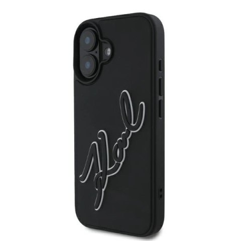 Etui Karl Lagerfeld 3D Rubber Signature na iPhone 16 - czarne Etui Karl Lagerfeld 3D Rubber Signature na iPhone 16 - czarne