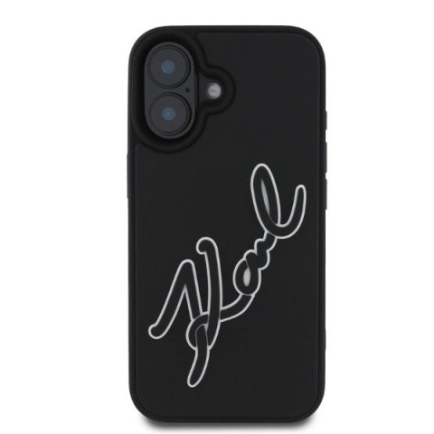 Etui Karl Lagerfeld 3D Rubber Signature na iPhone 16 - czarne Etui Karl Lagerfeld 3D Rubber Signature na iPhone 16 - czarne