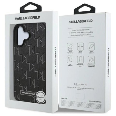 Etui Karl Lagerfeld Hot Stamp Magsafe na iPhone 16 Plus - czarne Etui Karl Lagerfeld Hot Stamp Magsafe na iPhone 16 Plus - czarne
