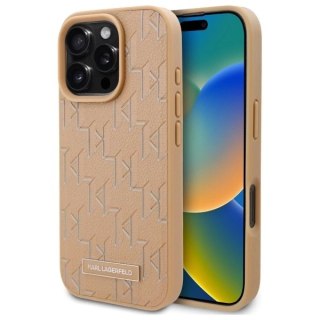 Etui Karl Lagerfeld Hot Stamp Magsafe na iPhone 16 Pro Max - beżowe