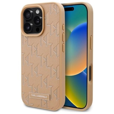 Etui Karl Lagerfeld Hot Stamp Magsafe na iPhone 16 Pro Max - beżowe Etui Karl Lagerfeld Hot Stamp Magsafe na iPhone 16 Pro Max - beżowe